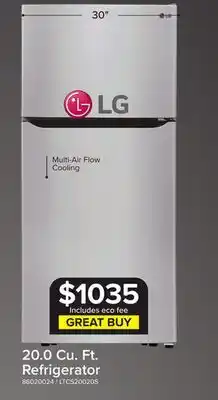 Leon's LG 20.0 Cu. Ft. Refrigerator offer