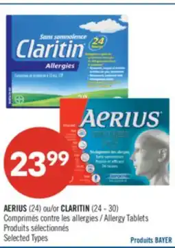 Pharmaprix AERIUS (24) or CLARITIN (24 - 30) Allergy Tablets offer