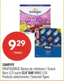 Pharmaprix SUNRYPE FRUITSOURCE Snack Bars (12) or CLIF BAR MINIS (10) offer