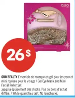 Pharmaprix QUO BEAUTY Gel Eye Mask and Mini Facial Roller Set offer