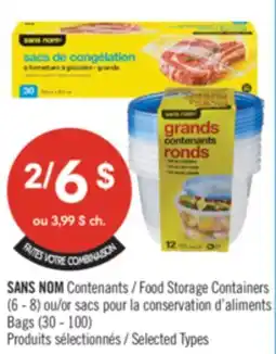 Pharmaprix SANS NOM Food Storage Containers (6 - 8) or Bags (30 - 100) offer