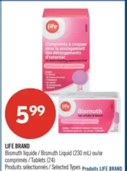 Pharmaprix LIFE BRAND BISMUTH LIQUID (230 mL) or/or TABLETS (24) offer