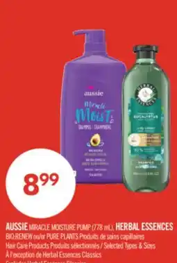 Pharmaprix AUSSIE MIRACLE MOISTURE PUMP (778 mL), HERBAL ESSENCES BIO-RENEW or PURE PLANTS Hair Care Products offer