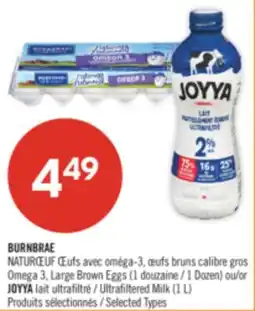 Pharmaprix BURNBRAE Omega 3, Large Brown Eggs (1Dozen) or JOYYA Ultrafiltered Milk (1 L) offer