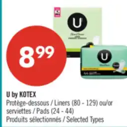 Pharmaprix U by KOTEX Liners (80 - 129) or Pads (24 - 44) offer