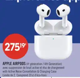 Pharmaprix APPLE AIRPODS (4th Generation) with Active Noise Cancellation & Charging Case offer