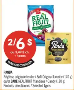 Pharmaprix PANDA Soft Original Licorice (170 g) or DARE Candy (180 g) offer