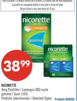 Pharmaprix NICORETTE 4mg Lozenges (80) or Gum (105) offer