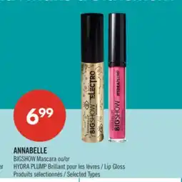 Pharmaprix ANNABELLE BIGSHOW Mascara or HYDRA PLUMP Lip Gloss offer