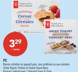 Pharmaprix PC Greek Yogurt, Protein or Cereal Snack Bars offer