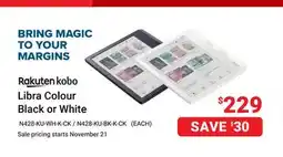 Visions Electronics Rakuten kobo Libra Colour Black or White offer