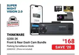 Visions Electronics Thinkware Q200 2K Front & Rear Dash Cam Bundle offer