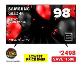 Visions Electronics Samsung 98 Q7F 4K Smart TV offer