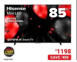 Visions Electronics Hisense QD7QFM 4K Smart TV 85 offer