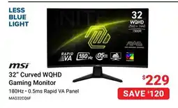 Visions Electronics MSI 32 Curved WQHD Gaming Monitor offer