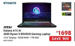 Visions Electronics Msi Katana A15 AI AMD Ryzen 9-8945HS Gaming Laptop offer