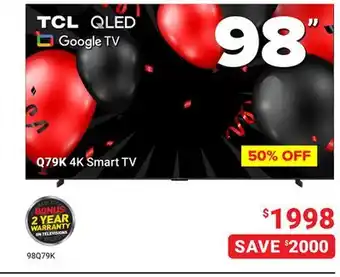 Visions Electronics TCL 98 Q79K 4K Smart TV offer