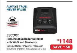 Visions Electronics ESCORT RedLine 360c Radar Detector with Wi-Fi and Bluetooth offer