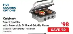 Visions Electronics Cuisinart 5-in-1 Griddler with Reversible Grill and Griddle Plates offer