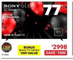 Visions Electronics Sony 77 XR8B 4K Smart TV offer
