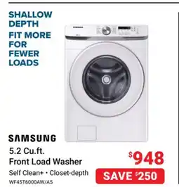 Visions Electronics SAMSUNG 5.2 Cu.ft. Front Load Washer offer
