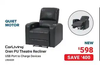 Visions Electronics Corliving Oren PU Theatre Recliner offer