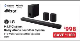 Visions Electronics LG 9.1. 5-Channel Dolby Atmos Soundbar System offer