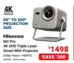 Visions Electronics Hisense M2 Pro 4K UHD Triple Laser Smart Mini Projector offer