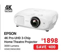 Visions Electronics Epson 4K Pro-UHD 3-Chip Home Theatre Projector offer