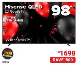 Visions Electronics Hisense 98 QD5N 4K Smart TV QLED NATIVE 144Hz PANEL offer