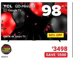 Visions Electronics TCL 98 QM7K 4K Smart TV offer
