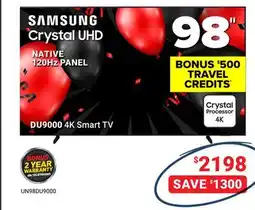 Visions Electronics Samsung 98 DU9000 4K Smart TV offer