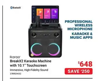 Visions Electronics Ikarao BreakX2 Karaoke Machine with 10.1 Touchscreen offer