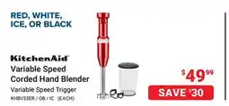 Visions Electronics Kitchenaid Variable Speed Trigger Variable Speed Corded Hand Blender offer