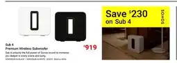 Visions Electronics Sonos Sub 4 Premium Wireless Subwoofer offer