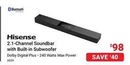 Visions Electronics Hisense 2.1-Channel Soundbar with Built-in Subwoofer offer