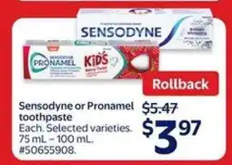 Walmart Sensodyne or Pronamel Toothpaste offer