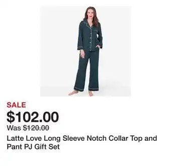 TSC Stores Latte Love Long Sleeve Notch Collar Top and Pant PJ Gift Set offer