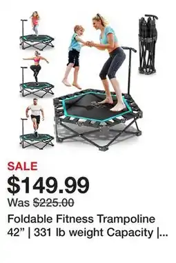 TSC Stores Foldable Fitness Trampoline 42 | 331 lb weight Capacity | Ultra-Quiet Bouncing | 3-level Adjustable offer