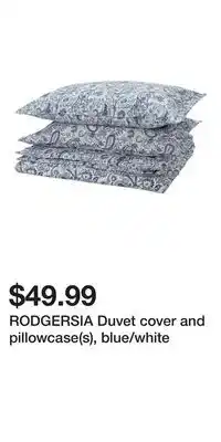 IKEA RODGERSIA Duvet cover and pillowcase(s), blue/white offer