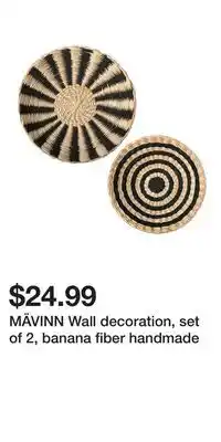 IKEA MÄVINN Wall decoration, set of 2, banana fiber handmade offer