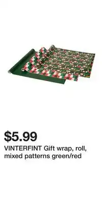 IKEA VINTERFINT Gift wrap, roll, mixed patterns green/red offer