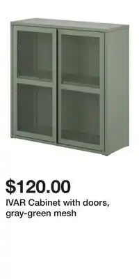 IKEA IVAR Cabinet with doors, gray-green mesh offer
