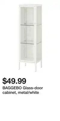 IKEA BAGGEBO Glass-door cabinet, metal/white offer