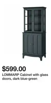 IKEA LOMMARP Cabinet with glass doors, dark blue-green offer