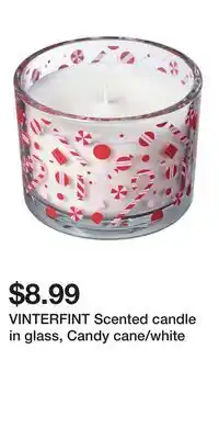 IKEA VINTERFINT Scented candle in glass, Candy cane/white offer