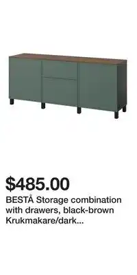 IKEA BESTÅ Storage combination with drawers, black-brown Krukmakare/dark gray-green walnut effect offer