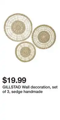 IKEA GILLSTAD Wall decoration, set of 3, sedge handmade offer