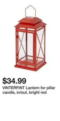 IKEA VINTERFINT Lantern for pillar candle, in/out, bright red offer
