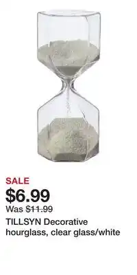 IKEA TILLSYN Decorative hourglass, clear glass/white offer